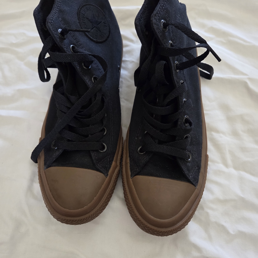 Converse Black High-Top Sneakers with Brown Gum Sole